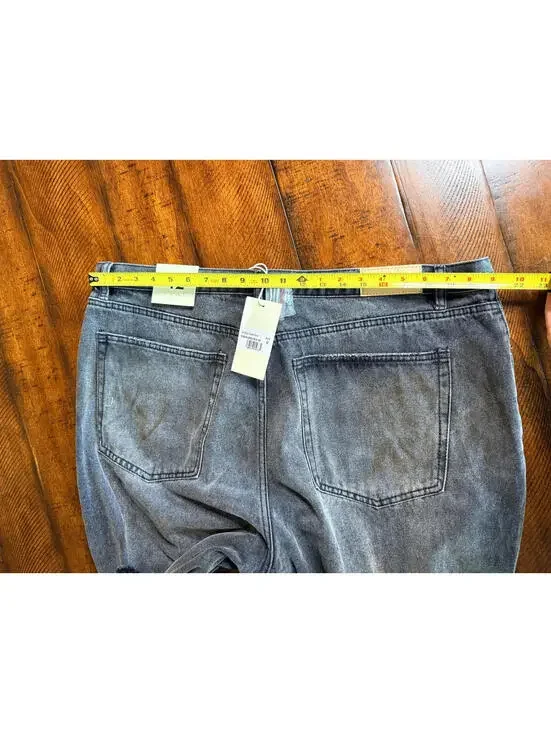 MNML Men's Ultra Baggy Thrashed Denim Jeans - Black Size 42 - Picture 6 of 6